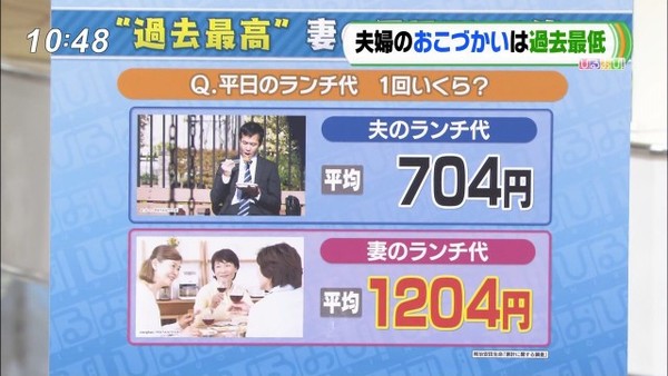 夫と妻の昼食にかかる金額の統計をとった結果：コメント1